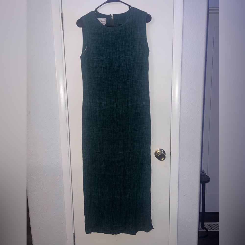 karin stevens sleeveless deep forest green maxi dress